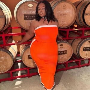 Jenna Bandage Maxi Dress - ORANGE